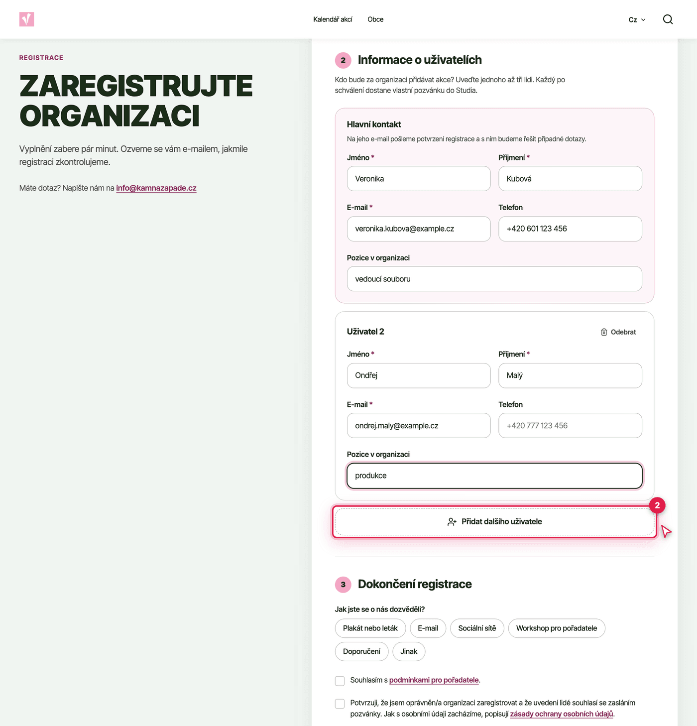 Snímek obrazovky: reg 05 formular uzivatele